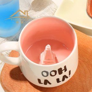 Coffee Mug with Eifel Tower Inside 12 Oz Tea Cups